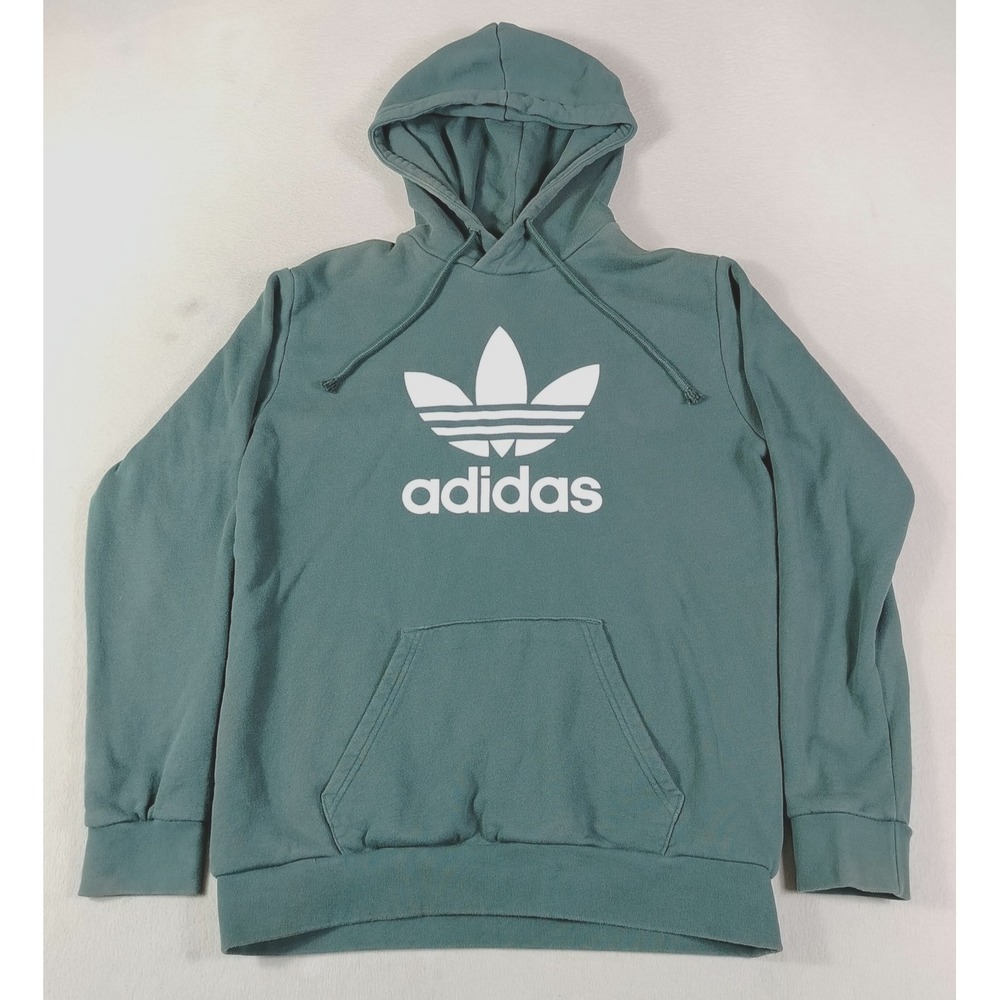 Adidas Originals Hoodie Sweatshirt Mens Large Green Trefoil Pullover Fleece